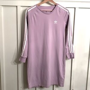 Adidas Lilac purple 3 stripe stretch cotton T-shirt dress